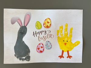 Bunny Chick / Footprint Handprint Hand Foot Art Craft / Hoppy Happy Easter / Kids Baby Toddler / Keepsake DIY Card / Print It Off 0443