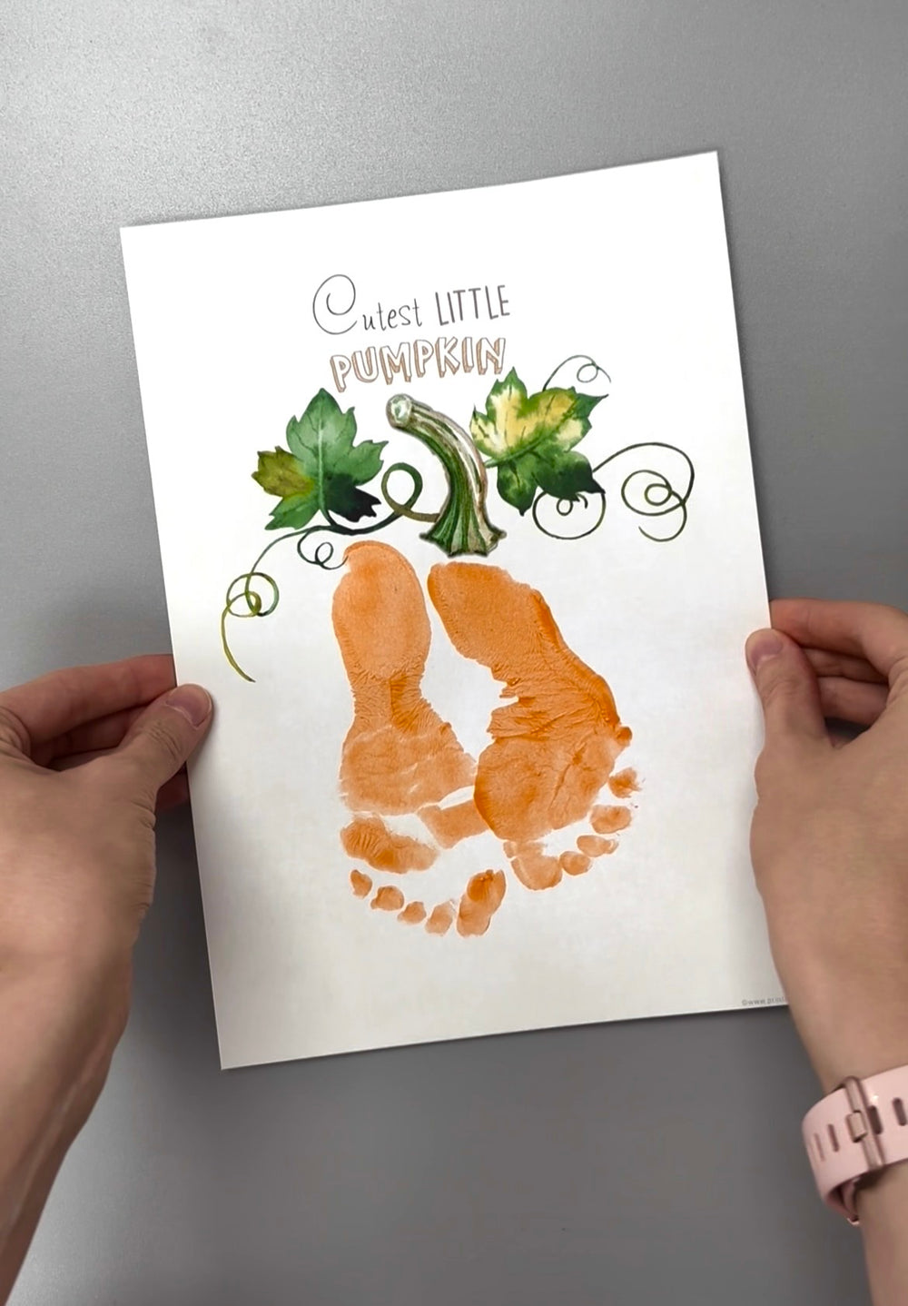 Cutest Little Pumpkin / Footprint Feets Hands Handprint / Halloween Art Craft / Kids Baby Toddler / Keepsake Memory Decor DIY Print 0319