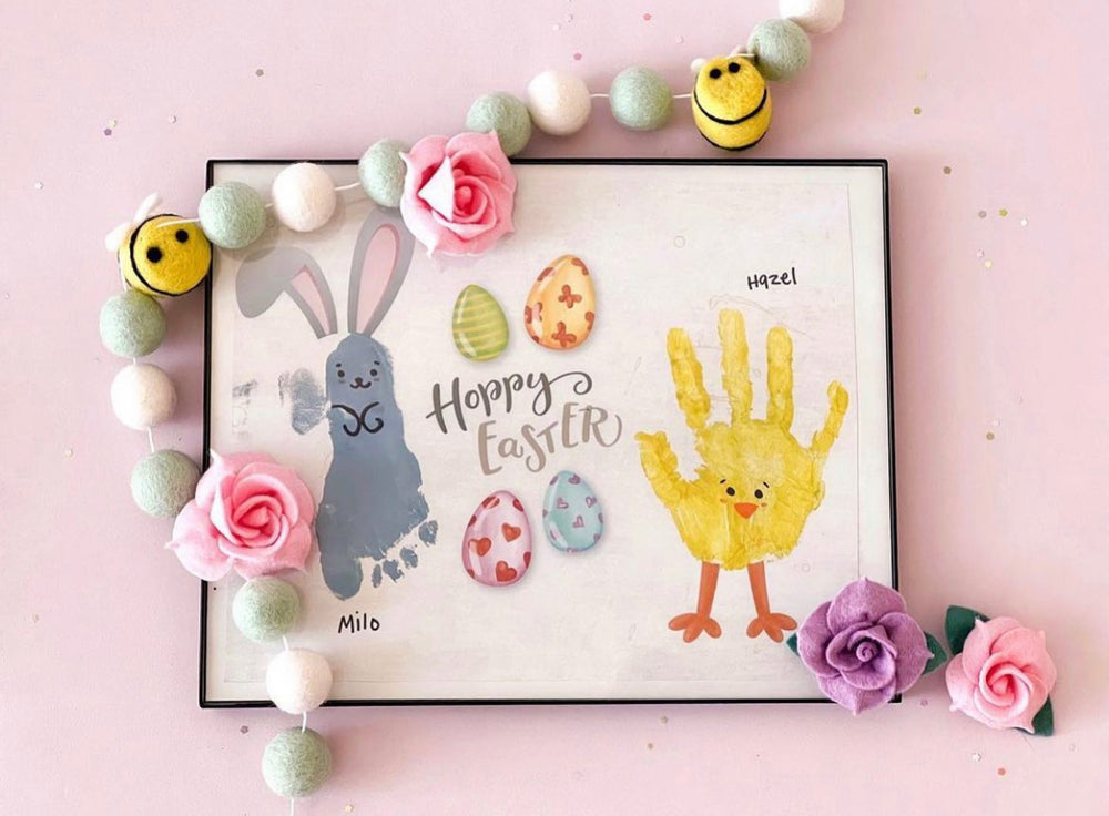Bunny Chick / Footprint Handprint Hand Foot Art Craft / Hoppy Happy Easter / Kids Baby Toddler / Keepsake DIY Card / Print It Off 0443