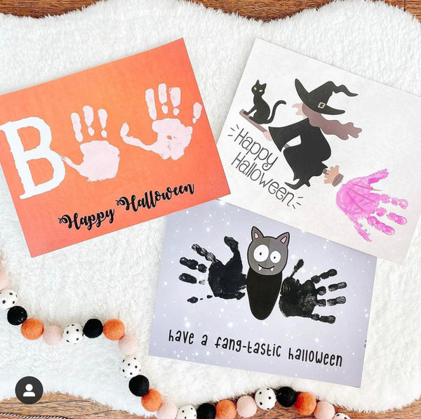 Halloween Art Craft / Handprint Art / Witch Broom Stick / Happy Halloween Sign / Kids Baby Toddler / Keepsake Memory DIY Card Print 0309