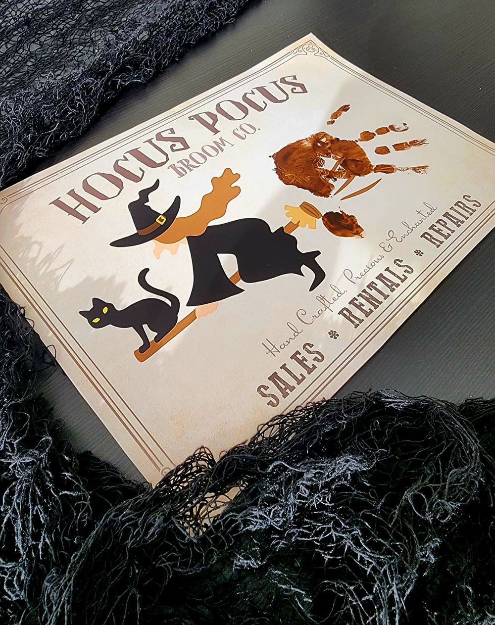 Hocus Pocus / Handprint Art Craft / Witch Broom Stick Halloween Sign / Kids Baby Toddler Keepsake Activity Memory / Print It Off