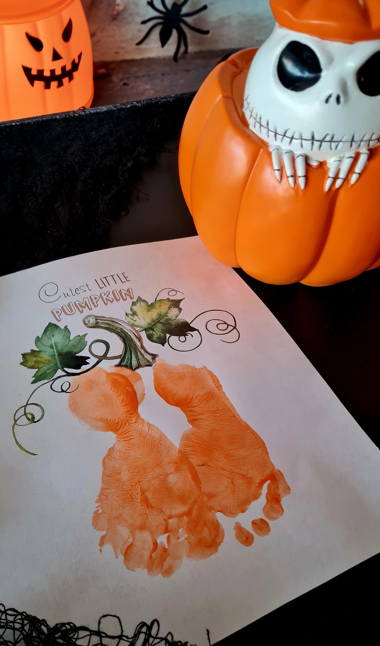 Cutest Little Pumpkin / Footprint Feet Hands Handprint / Halloween Art Craft / Kids Baby Toddler / Keepsake Memory Decor DIY Print 0319