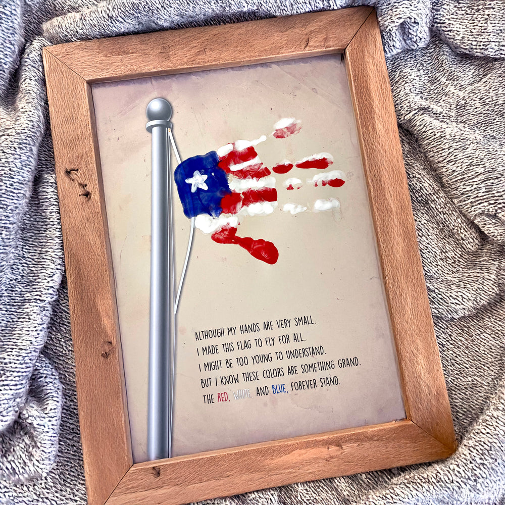 Flag Poem / Handprint Art / 4th of July Independence Day / USA America American / Child Kids Baby Toddler / Keepsake Craft Art Print 0251