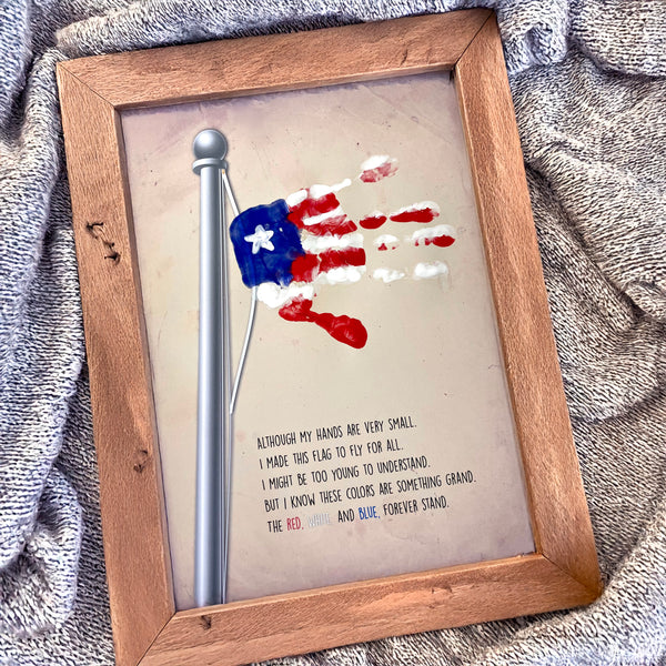 Flag Poem / Handprint Art / 4th of July Independence Day / USA America American / Child Kids Baby Toddler / Keepsake Craft Art Print 0251