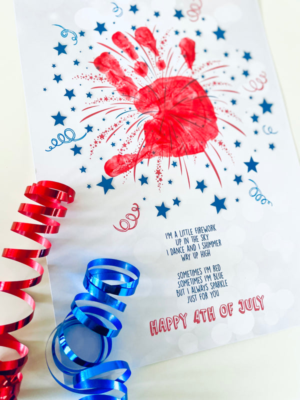 Firework Handprint Art Craft / Happy 4th of July Independence Day USA America American / Child Kids Baby Toddler / Print It Off 0265