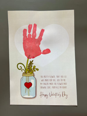 Handprint Flower Jar / Happy Valentine's Day / Handprint DIY Craft Art / Love Card Poem / Baby Kids Toddler / Keepsake Print it Off 0144