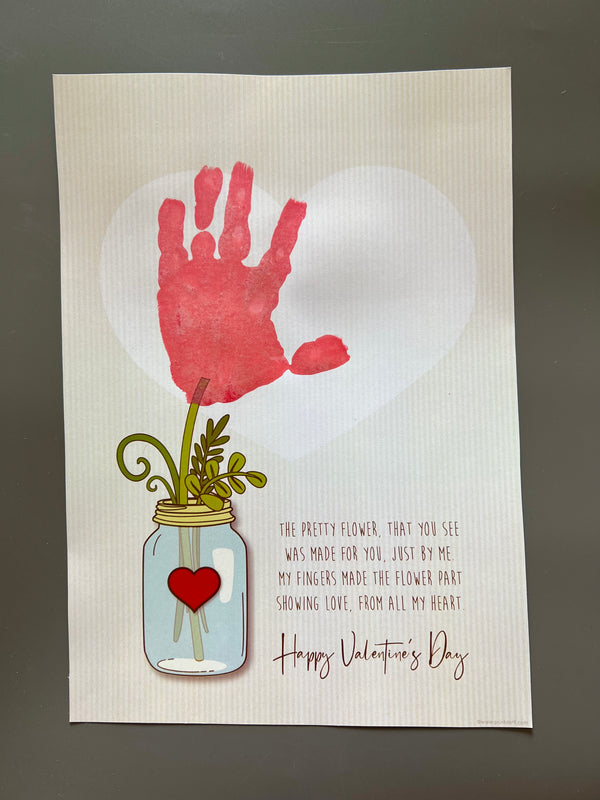 Handprint Flower Jar / Happy Valentine's Day / Handprint DIY Craft Art / Love Card Poem / Baby Kids Toddler / Keepsake Print it Off 0144