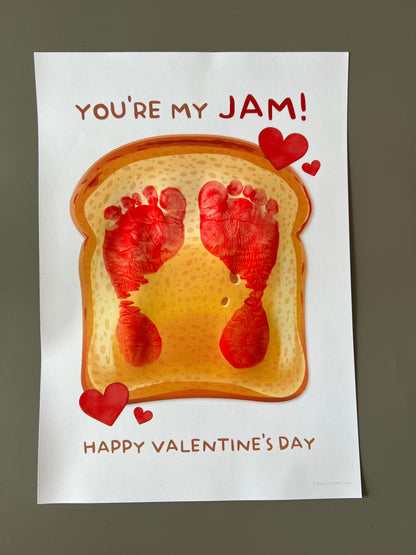 You're My Jam / Happy Valentine's Day / Footprint Handprint DIY Craft Art / Love Funny Card Poem / Baby Kids Toddler / Print it Off 0392