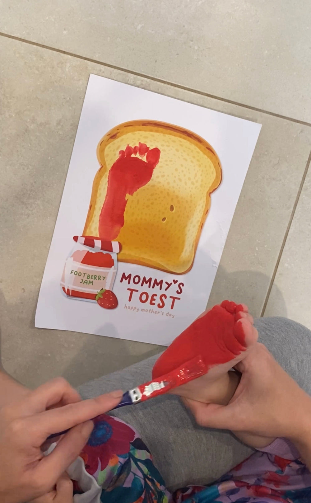 Mommy&#39;s Toest / Happy Mother&#39;s Day Mom / Footprint Feet Toes Art / Keepsake Baby Toddler Gift Card Craft Diy / Footprint PRINT IT OFF