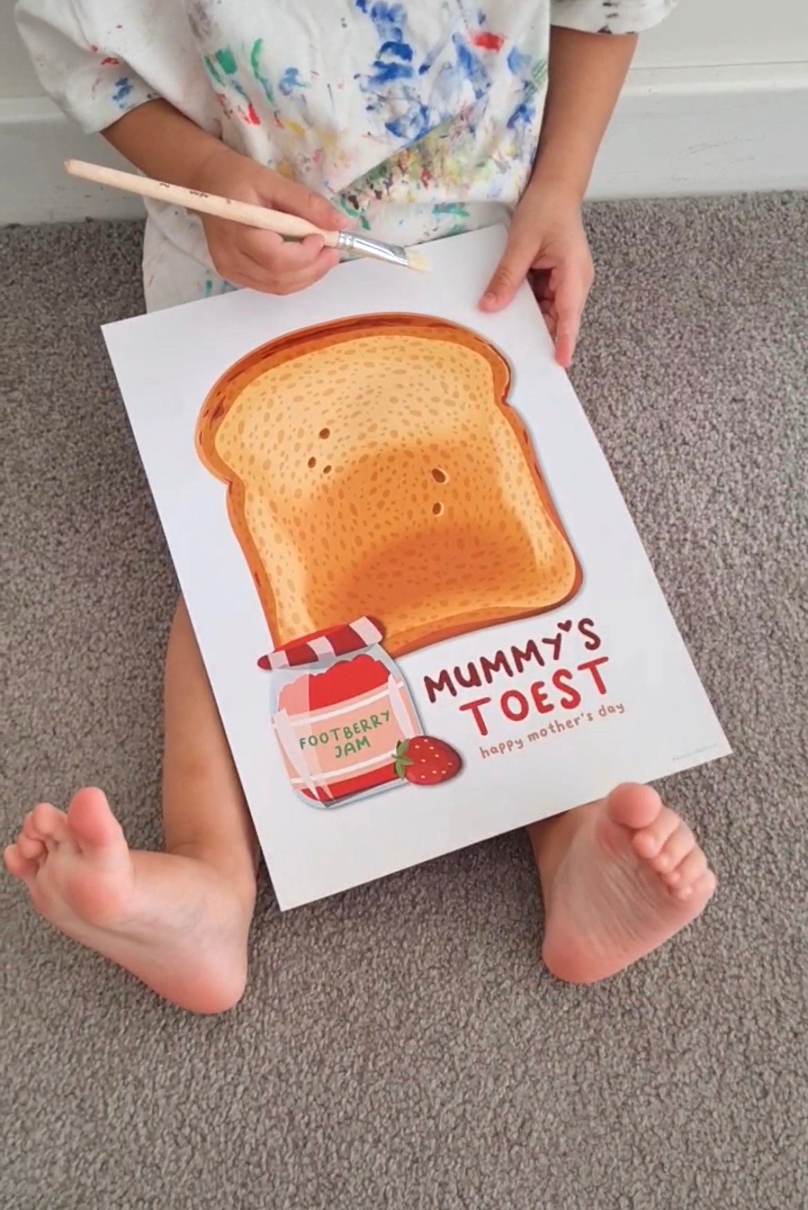 Mummy's Toest Toast / Happy Mother's Day Mum / Footprint Feet Toes Art / Keepsake Baby Toddler Gift Craft Card DIY / Print It Off 0476