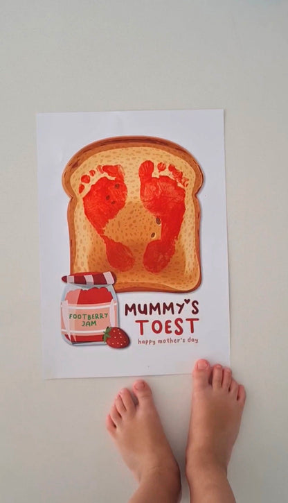 Mummy's Toest Toast / Happy Mother's Day Mum / Footprint Feet Toes Art / Keepsake Baby Toddler Gift Craft Card DIY / Print It Off 0476