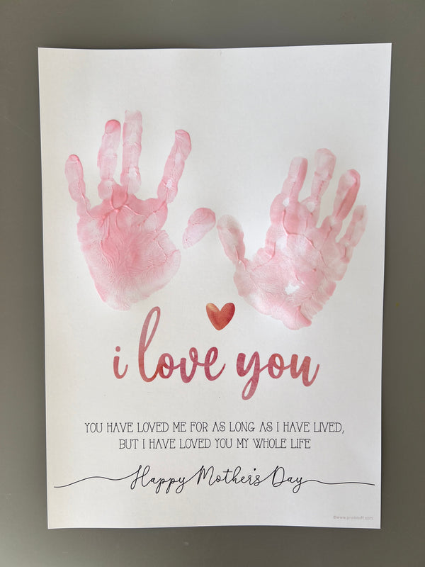 Happy Mother&#39;s Day Love You / Footprint Handprint Feet Foot Art Craft / Kids Baby Toddler / Keepsake DIY Card / Print It Off