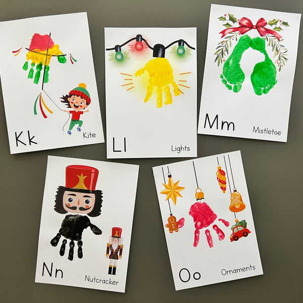 A-Z ABC Christmas Alphabet Handprint Footprint Craft Art Book / Baby Toddler Child / Xmas Keepsake Holiday Activity / Print It Off