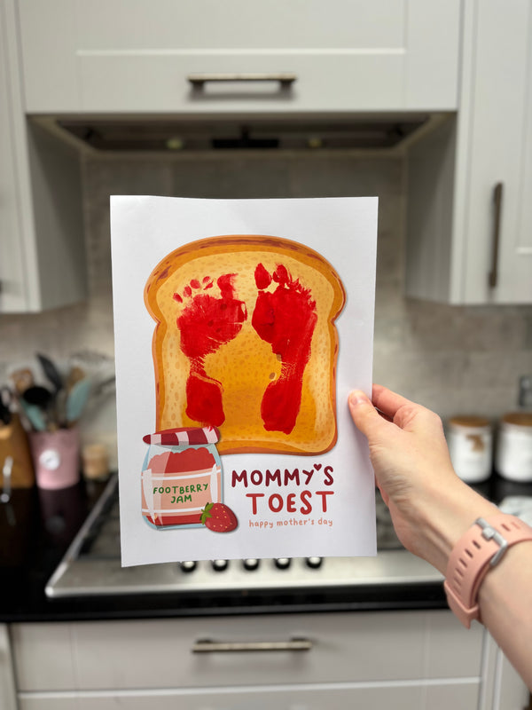 Mommy's Toest / Happy Mother's Day Mom / Footprint Feet Toes Art / Keepsake Baby Toddler Gift Card Craft Diy / Footprint PRINT IT OFF 0225