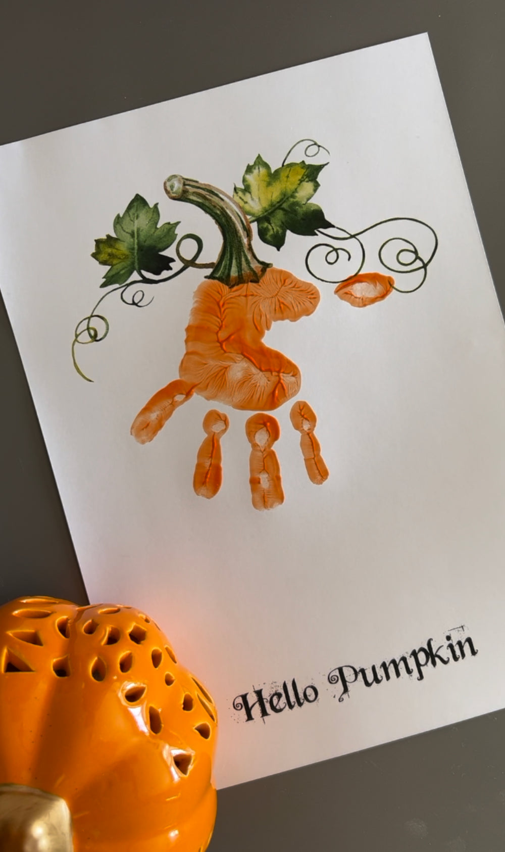 Hello Pumpkin Footprint Handprint Foot Hand Halloween Art Craft / Kids Toddler Baby DIY Memory Activity / Print It Off