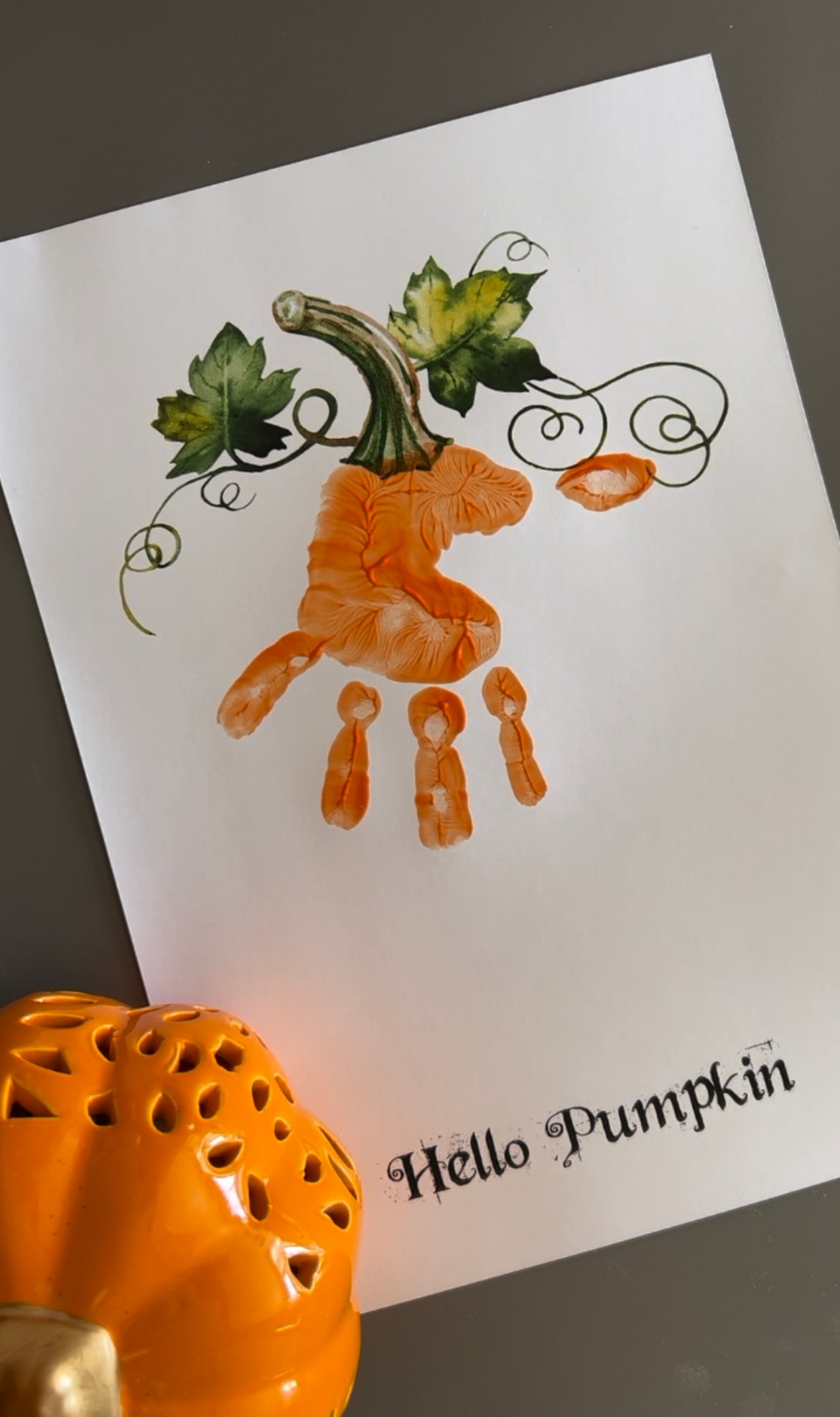 Hello Pumpkin Footprint Handprint Foot Hand Halloween Art Craft / Kids Toddler Baby DIY Memory Activity / Print It Off 0800