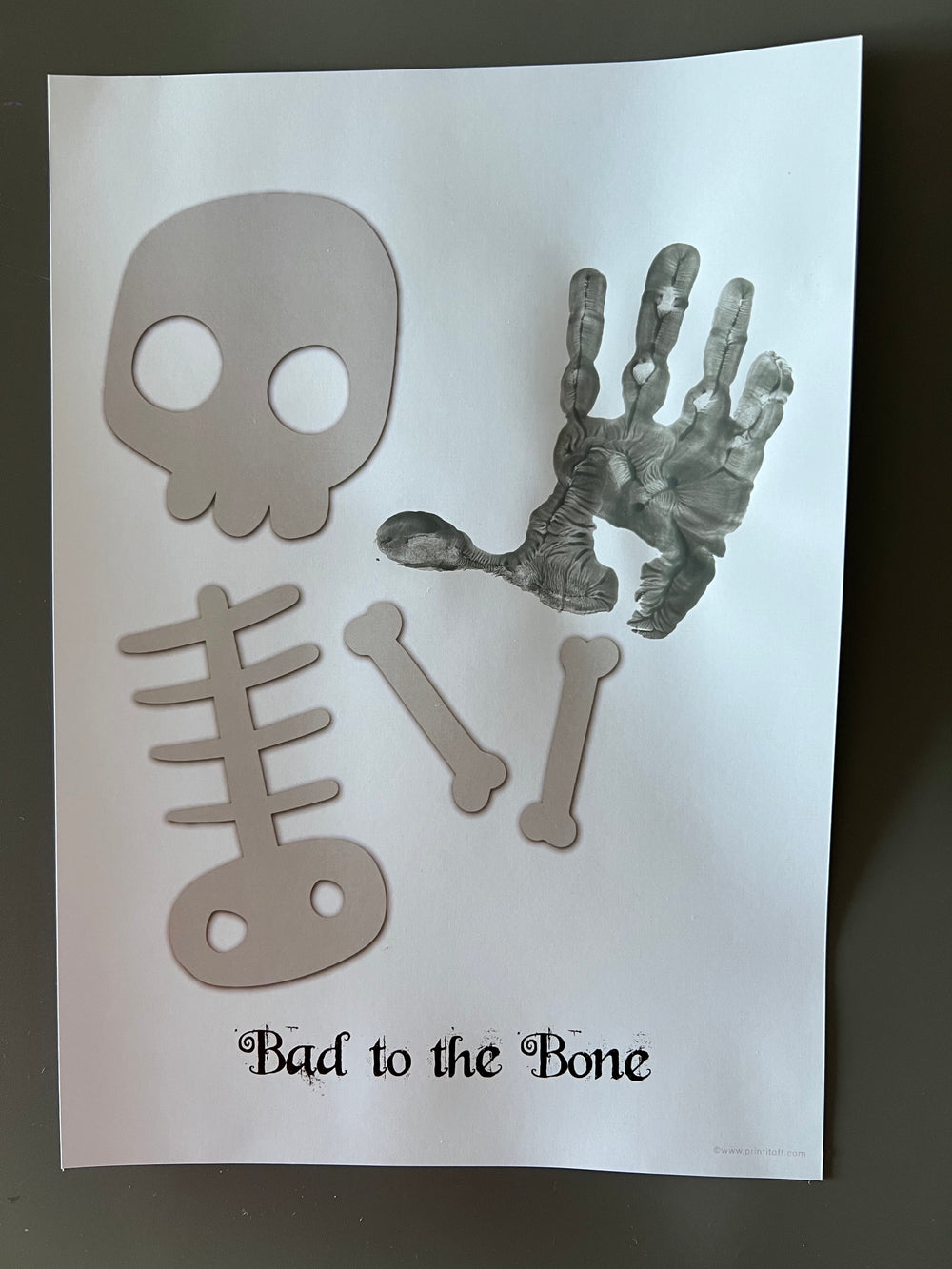 Bad to the Bone Skeleton Footprint Handprint Foot Hand Halloween Art Craft / Kids Toddler Baby DIY Memory Activity / Print It Off