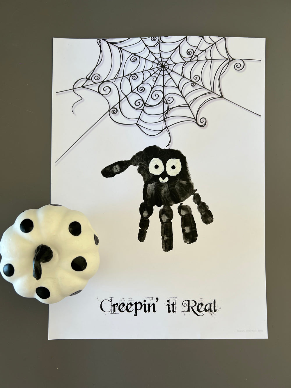 Creepin&#39; it Real Spider Footprint Handprint Foot Hand Halloween Art Craft / Kids Toddler Baby DIY Memory Activity / Print It Off