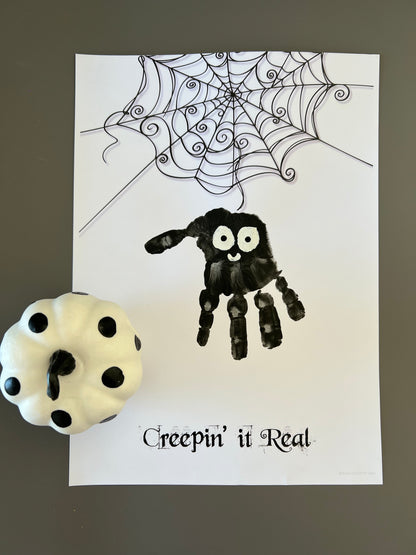 Creepin' it Real Spider Footprint Handprint Foot Hand Halloween Art Craft / Kids Toddler Baby DIY Memory Activity / Print It Off 0799