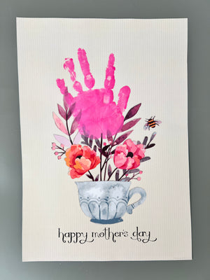 Handprint Teacup 2023 / Mother's Day Mom Mum / Footprint Craft Art / Kids Baby Toddler / DIY Keepsake Activity Card Gift Print It Off 0199