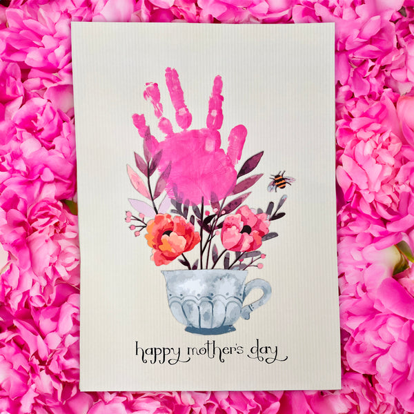 Teacup Mother's Day - Handprint Art Craft Printable Keepsake Gift Template - PRINT IT OFF 0199