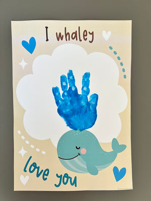 I Whaley Love You / Handprint Footprint Art / Happy Valentine's Day / DIY Card Craft / Kids Baby Toddler / Print it Off 0826