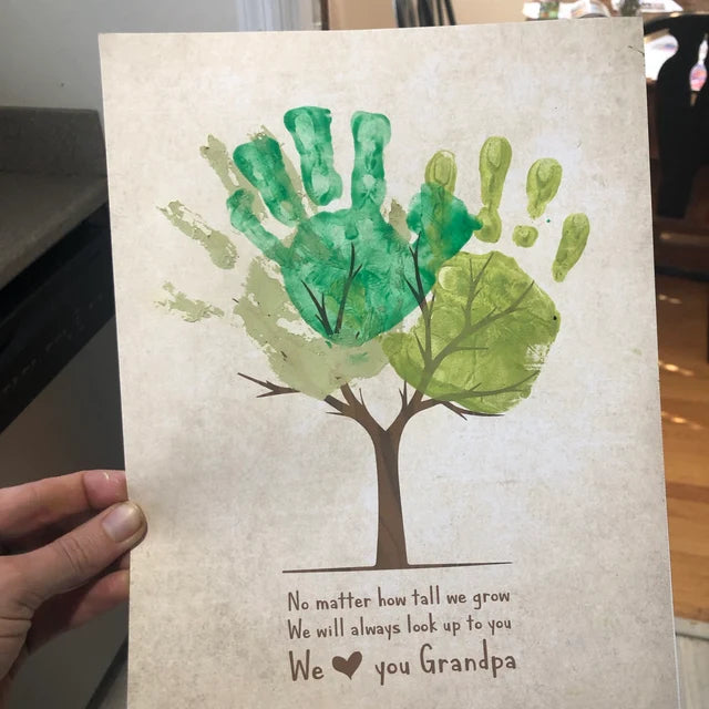 No Matter How Tall We Grow / Love you Grandpa Tree / Father's Day Grandad / Handprint Art / Kids Baby Toddler / Keepsake Craft DIY Card 0254