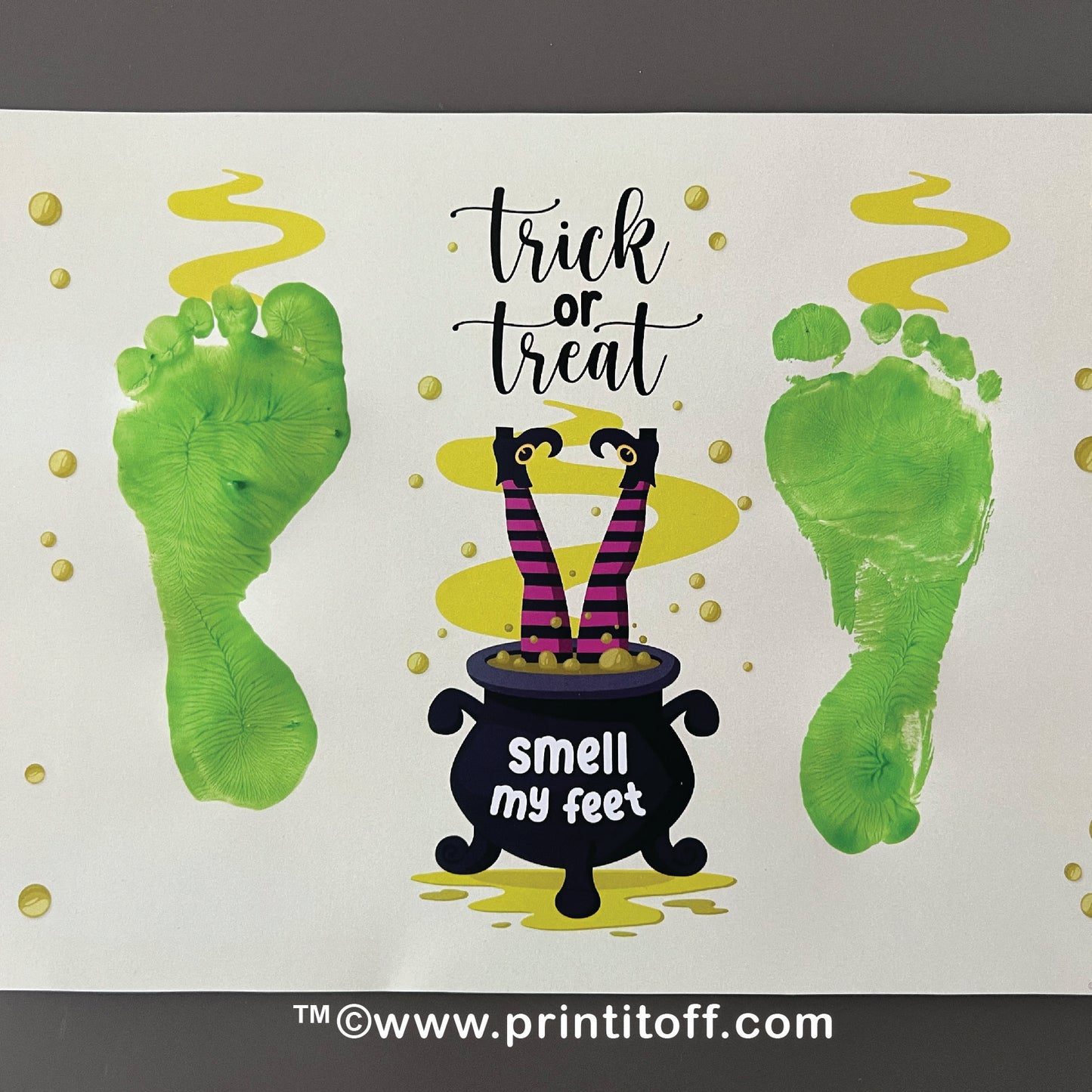 Witch Halloween Art Craft / Footprint Handprint Art / Trick Treat Smell Feet / Kids Baby Toddler / Keepsake Sign Decor / Print It Off 0604