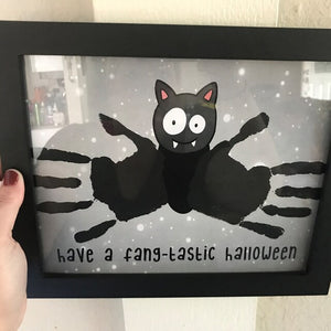 Have a Fang-tastic Halloween / Handprint Art / Bat Happy Halloween / Keepsake / Baby Toddler Kid / Art Craft / Card Print 0066