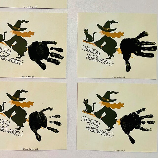 Halloween Art Craft / Handprint Art / Witch Broom Stick / Happy Halloween Sign / Kids Baby Toddler / Keepsake Memory DIY Card Print 0309