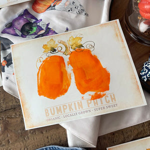 Bumpkin Patch / Pumpkin Bumkin / Baby Toddler Bum Bottom Print / First Halloween Sign / Art Craft Print Memory Keepsake Decor 0326