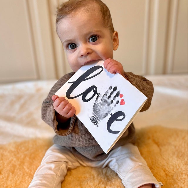 LOVE / Handprint Footprint Art Craft / Heart Love Valentine's Day / DIY Baby Kids Card / Decor Nursery Memory Keepsake / Print It Off 0388