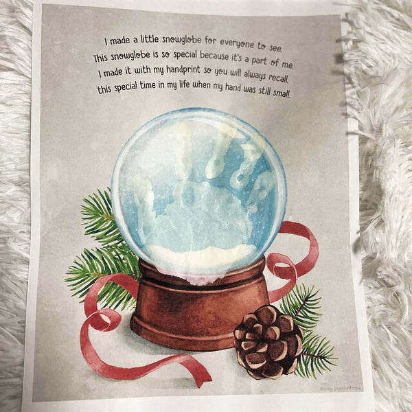 Snow Globe Christmas - Handprint Footprint Art Craft Printable Keepsake Gift Template - PRINT IT OFF 0631