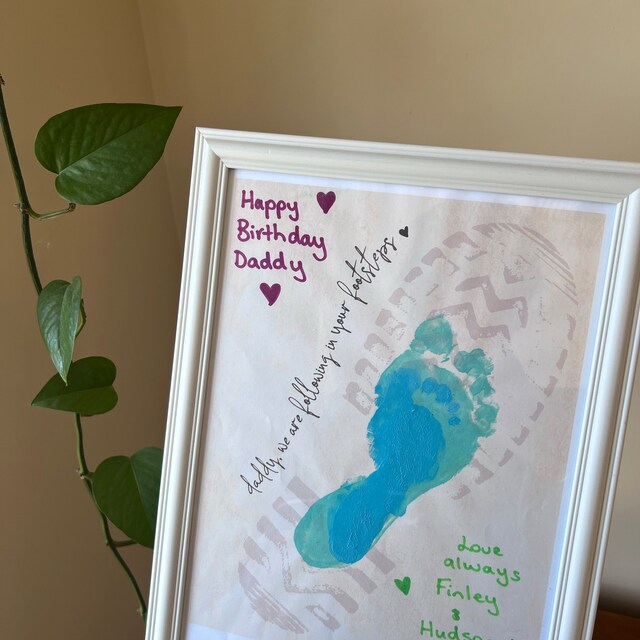 Daddy, We Are Following In Your Footsteps Footprints / Art Craft Dad Father's Day Birthday / Kids Baby Gift Card / PRINT IT OFF 0486