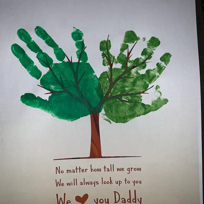 No Matter How Tall We Grow / Tree Handprint Art Craft / Fathers Day Daddy Dad / Kids Baby Toddler Keepsake / Print Card Gift Printable 0024