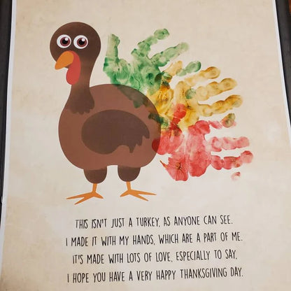 This Isn't Just A Turkey / Happy Thanksgiving Autumn / Handprint Art Craft DIY / Kids Toddler Baby Keepsake / Print Card 0124