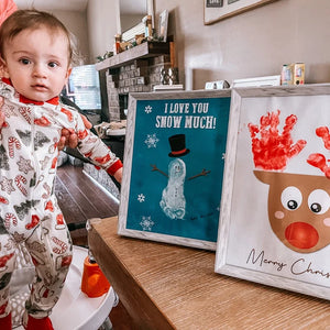 Merry Christmas Reindeer / Christmas Xmas Handprint Art Craft / Baby Kids Toddler Hands  / Xmas Craft Keepsake Memory Print Card 0095