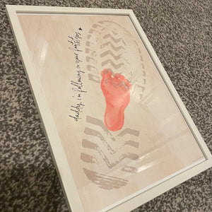 Daddy I'm Following in your Footsteps / Father's Day Dad / Boot Footprint Art / Kids Baby Toddler / Keepsake Craft DIY Card Print 0227