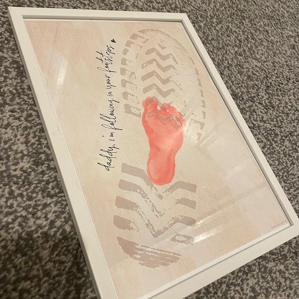 Daddy I'm Following in your Footsteps / Father's Day Dad / Boot Footprint Art / Kids Baby Toddler / Keepsake Craft DIY Card Print 0227