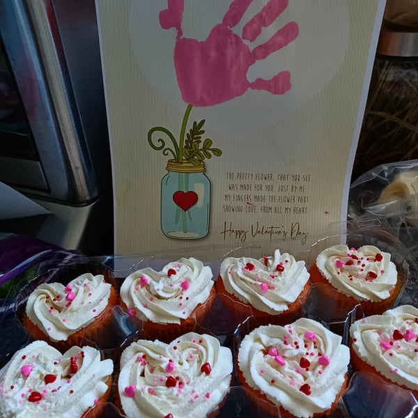 Handprint Flower Jar / Happy Valentine's Day / Handprint DIY Craft Art / Love Card Poem / Baby Kids Toddler / Keepsake Print it Off 0144