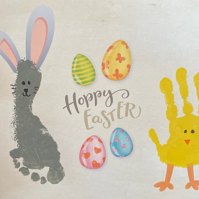 Bunny Chick / Footprint Handprint Hand Foot Art Craft / Hoppy Happy Easter / Kids Baby Toddler / Keepsake DIY Card / Print It Off 0443