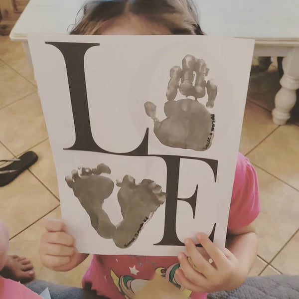 LOVE / Handprint Footprint Heart Love / Valentine's / Handprint DIY Craft Art / Baby Toddler / Keepsake Print / Nursery Wall Art Print 0158