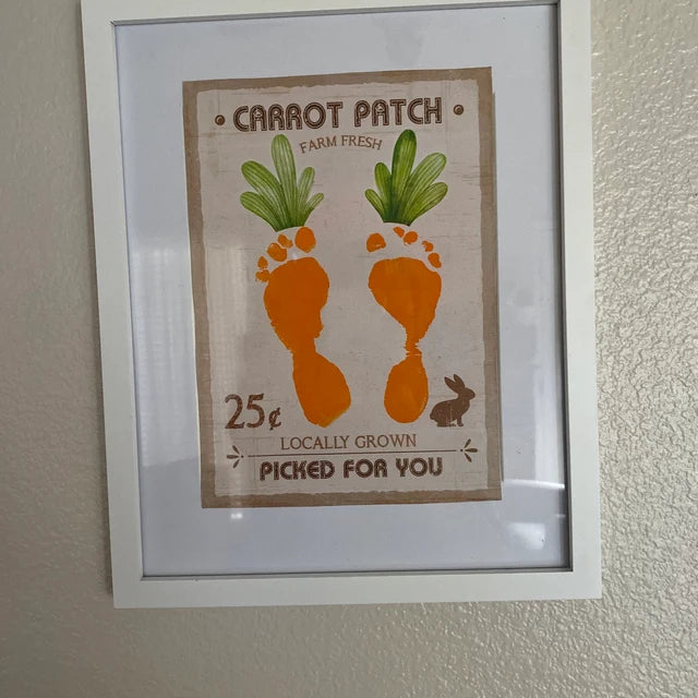 Farm Sign Carrot Patch Easter / Footprint Feet Art Craft / Kids Baby Toddler / Activity Keepsake Gift Card Decor Sign / PRINT IT OFF 0417