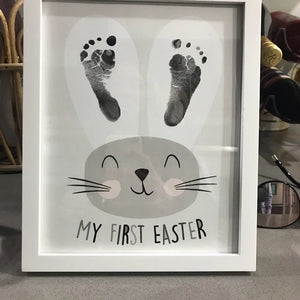 My First 1st Easter / Footprint Handprint Art / Cute Bunny Happy Easter / Baby Toddler / Keepsake Memory Craft DIY Card / Print It Off 
