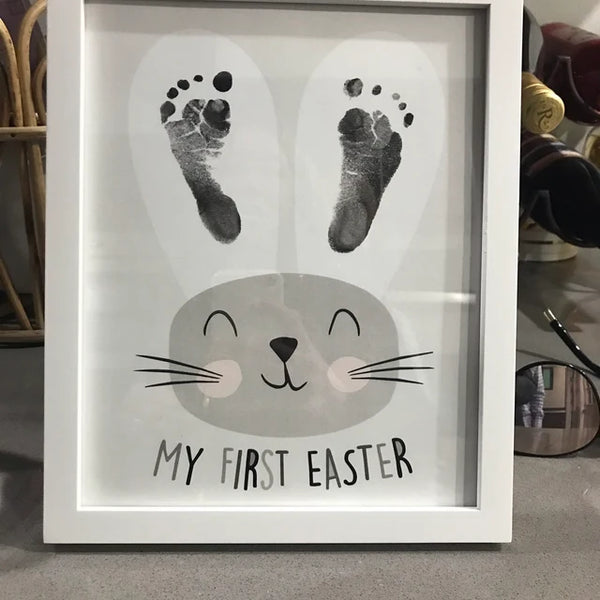 My First 1st Easter / Footprint Handprint Art / Cute Bunny Happy Easter / Baby Toddler / Keepsake Memory Craft DIY Card / Print It Off 