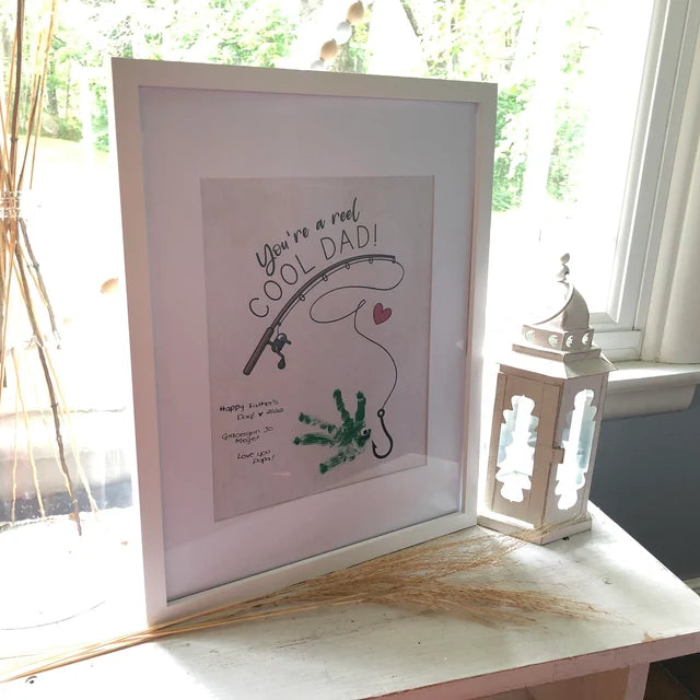 Your a Reel Cool Dad / Fish Hand Handprint Art / Father's Day Birthday Dad Daddy / Kids Baby Toddler / Keepsake Craft DIY Card Print 0230