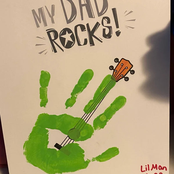 Handprint Art Craft / My Dad Rocks / Father's Day Birthday / Kids Baby Toddler / Keepsake Memory Craft DIY Card / Print Card 0328