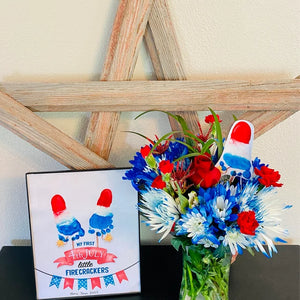 My First 4th July Firecrackers / Footprint Handprint Art Craft / First Independence Day USA America / Kids Baby Toddler / Print It Off 0529