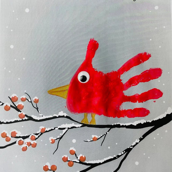 Seasons Tweetings / Christmas Robin Cardinal Bird / Xmas Handprint Art / Printable / Baby Toddler Hand  / Craft Keepsake Print Card 0132
