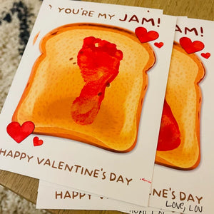 You're My Jam / Happy Valentine's Day / Footprint Handprint DIY Craft Art / Love Funny Card Poem / Baby Kids Toddler / Print it Off 0392